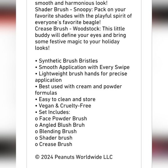 Profusion Cosmetics X Peanuts Holiday Merry & Bright Brush Set w/Cass - Picture 9 of 9